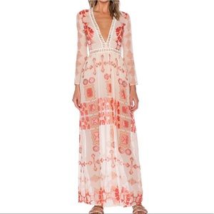 For Love and Lemons deep V sheer dress